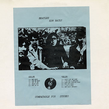 The Beatles - KUM BACK (King Kong Records 15A) – cover, front side