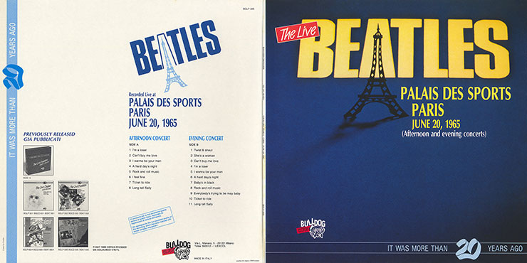 The Beatles Live at PALAIS DES SPORTS Paris - June 20, 1965 (Bulldog Records BGLP 005) – gatefold sleeve, outer