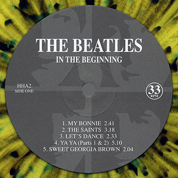 The Beatles IN THE BEGINNING (Mischief Music HHA2) splattered multicolored LP – label, side 1