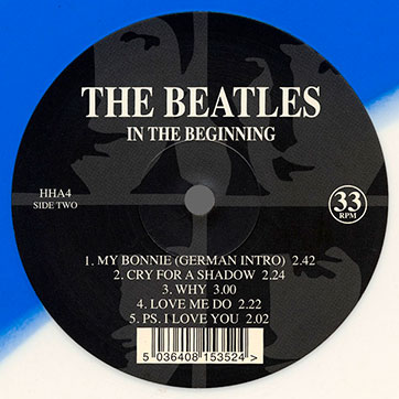 The Beatles IN THE BEGINNING (Mischief Music HHA4) splattered colored LP – label, side 2