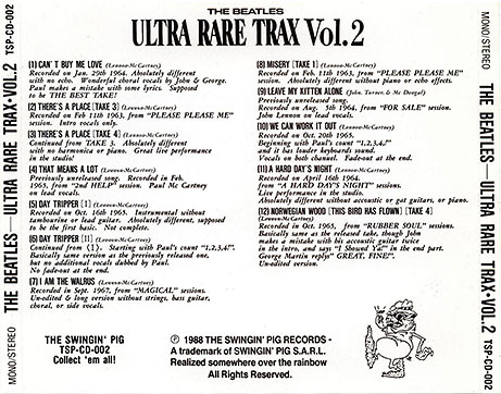 The Beatles - Ultra Rare Trax Vol.2 (The Swingin' Pig TSP-CD-025) − artwork