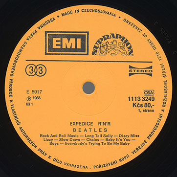 he Beatles - Expesdice R'n'R (Supraphon 1113 3249) – label, side 1