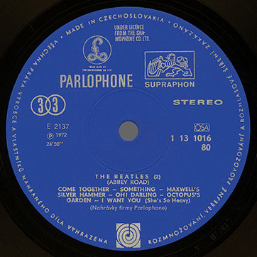 ABBEY ROAD LP by Supraphon label (Czechoslovakia) – label, side 1