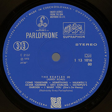 The Beatles - ABBEY ROAD (Supraphon 1 13 1016), issue from 1972 – label, side 1