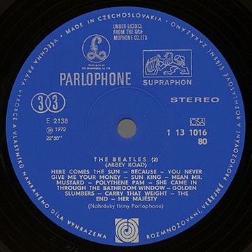 ABBEY ROAD LP by Supraphon label (Czechoslovakia) – label, side 2
