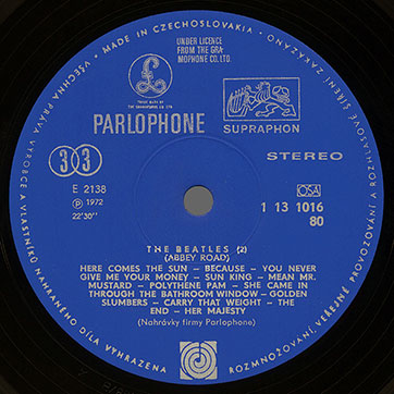The Beatles - ABBEY ROAD (Supraphon 1 13 1016), issue from 1972 – label, side 2