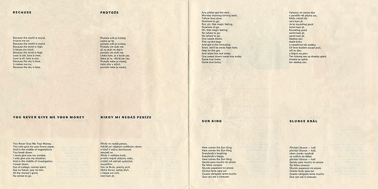 The Beatles - ABBEY ROAD (Supraphon 1 13 1016), issue from 1972 – booklet, pages 6-7