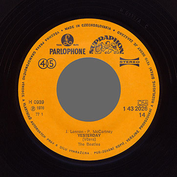 The Beatles - Yesterday (Včera) / I Should Have Known Better (Mohl Jsem To Vědět) (Supraphon 1 43 2026) – label, side 1