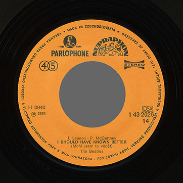 The Beatles - Yesterday (Včera) / I Should Have Known Better (Mohl Jsem To Vědět) (Supraphon 1 43 2026) – label, side 2