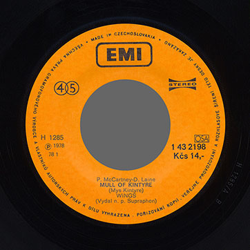 Wings - Mull Of Kintyre (Mys Kintyre) / Girl's School (Dívčí Škola) (Supraphon 1 43 2198) - label, side 1