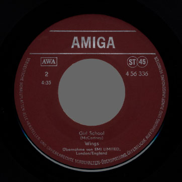 Wings - Mull Of Kintyre / Girls School (AMIGA 4 56 336) – label (Var. Red), side 2
