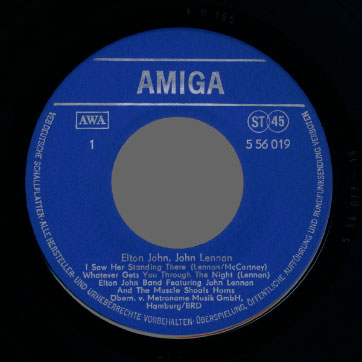 Elton John, John Lennon - Elton John Band feat. John Lennon and The Muscle Shoals Horns (AMIGA 5 56 019) – label (Var. Bark Blue), side 1