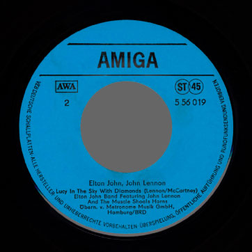Elton John, John Lennon - Elton John Band feat. John Lennon and The Muscle Shoals Horns (AMIGA 5 56 019) – label (Var. Light Blue), side 2
