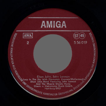 Elton John, John Lennon - Elton John Band feat. John Lennon and The Muscle Shoals Horns (AMIGA 5 56 019) – label (Var. Red), side 2