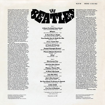 The Beatles - THE BEATLES (Amiga 8 50 962) (re-issue) – cover, back side