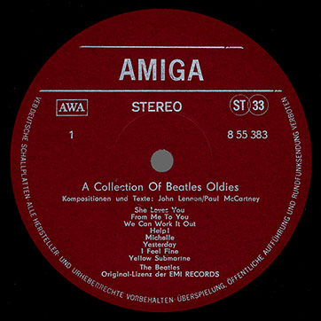 The Beatles - A Collection of Beatles oldies (AMIGA 8 55 383) – label, side 1