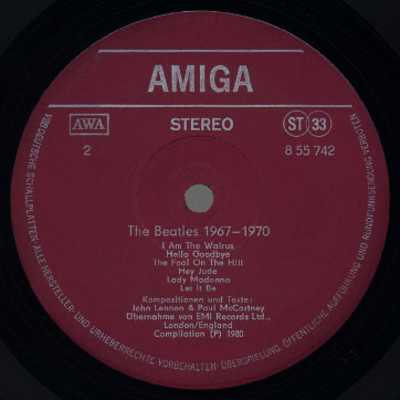 The Beatles - THE BEATLES 1967-1970 (AMIGA 8 55 742) − label var. red 1, side 2