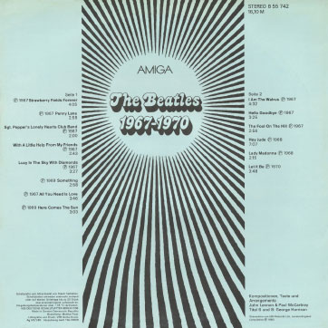 The Beatles - THE BEATLES 1967-1970 (AMIGA 8 55 742) − cover var. monochrome, back side