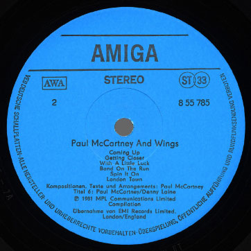 Paul McCartney - Paul McCartney und Wings (AMIGA 8 55 785) − label, side 2