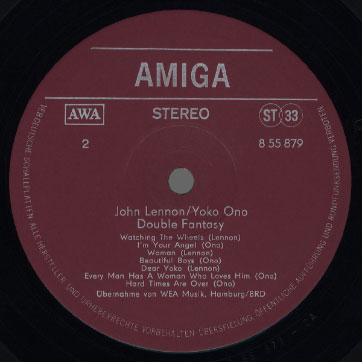 John Lennon and Yoko Ono - Double Fantasy (AMIGA 8 55 879) − label (var. Red), side 2