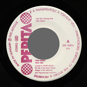 John Lennon / Yoko Ono - (Just Like) Starting Over / Kiss Kiss Kiss (Pepita SPSK 70492 - label, side A