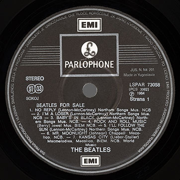 The Beatles - Beatles For Sale (Jugoton LSPAR-73058) – label, side 1