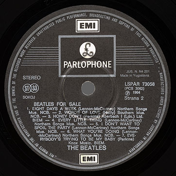 The Beatles - Beatles For Sale (Jugoton LSPAR-73058) – label, side 2