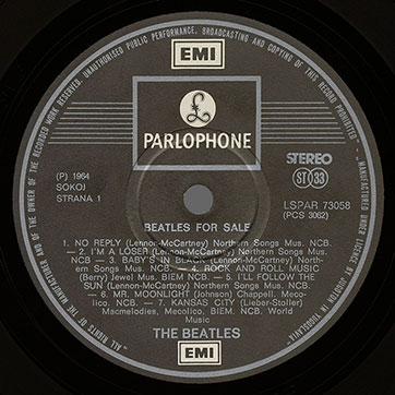 The Beatles - Beatles For Sale (Jugoton LSPAR-73058) – label, side 1