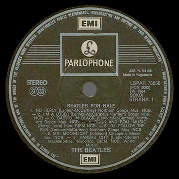 The Beatles - Beatles For Sale (Jugoton LSPAR-73058) – label, side 1
