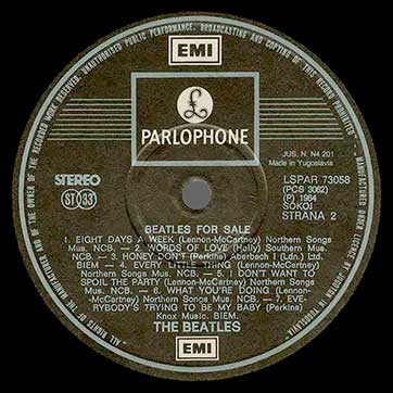 The Beatles - Beatles For Sale (Jugoton LSPAR-73058) – label, side 2