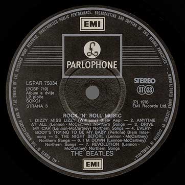 The Beatles - Rock 'n' Roll Music (Jugoton LSPAR-75033/4) – label, side 3