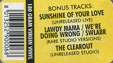 Cream (featuring George Harrison) – GOODBYE [black vinyl] (Lilith Records Ltd / Vinyl Lovers 900068) – жёлтый стикер (наклейка) на лицевой стороне в правом верхнем углу запечатанного издания
