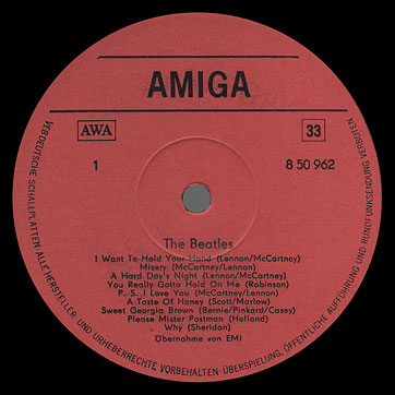 THE BEATLES LP by Amiga (manufactured in the USSR by Melodiya) – label (var. 2), side 1