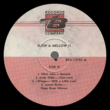 Paul McCartney and Wings - SLOW & MELLOW II by B RECORD COMPANY (UZBEKISTAN) – label, side 2