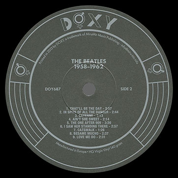 The Beatles – 1958-1962 [Usual edition] (MiruMir Music Publishing / Doxy DOY687) – label, side 2