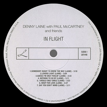 Denny Laine with Paul McCartney and friends - IN FLIGHT by Lilith Records Ltd. (Russia) – label (var. 1), side 1