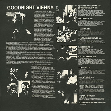 Ringo Starr - GOODNIGHT VIENNA (Santa П93 00663) – sleeve, back side