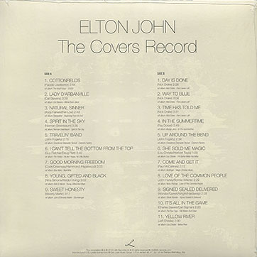 Elton John – THE COVERS RECORD (Lilith Records LR322) – sealed edition (sleeve), back side