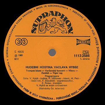 Vatslav Gibsh and his orchestra – Hudebnĺ hostina Václava Hybše (Supraphon 1113 2586) – label (var. orange-2), side 1
