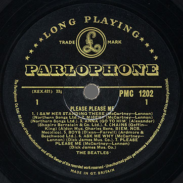 The Beatles - Please Please Me (Parlophone PMC 1202) – cover, front side
