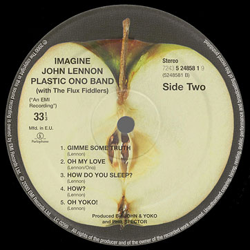 John Lennon - IMAGINE (digitally remastered & remixed) by Apple (UK) – label, side 2