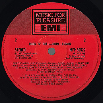 John Lennon - Rock 'N' Roll (Music For Pleasure MFP 50522) − label (Type 2), side 2
