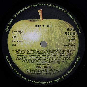John Lennon - Rock 'N' Roll (Apple PCS 7169)e − label (Type 1), side 1