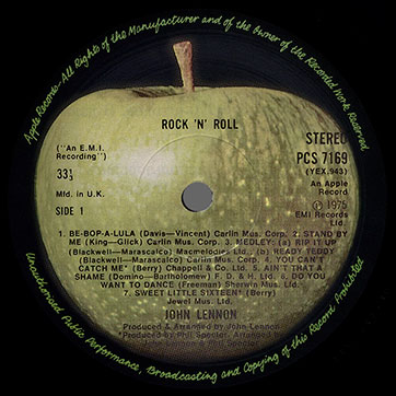 John Lennon - Rock 'N' Roll (Apple PCS 7169)e − label (Type 2), side 1