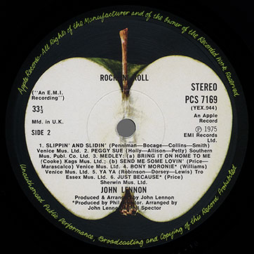 John Lennon - Rock 'N' Roll (Apple PCS 7169) − label (Type 1 and Type 2), side 2