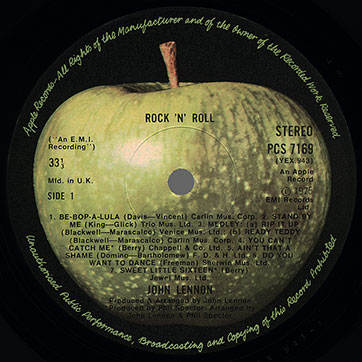 John Lennon - Rock 'N' Roll (Apple PCS 7169) − cover (Type 3), front side