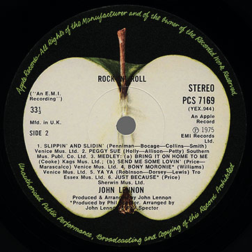 John Lennon - Rock 'N' Roll (Apple PCS 7169) − cover (Type 3 as Type 1 / Type 2), back side