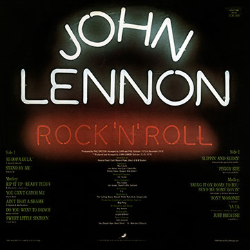 John Lennon - Rock 'N' Roll (Apple PCS 7169) − matte cover, back side (Type 1)