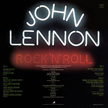 John Lennon - Rock 'N' Roll (Apple PCS 7169) − glossy cover (Type 3), back side