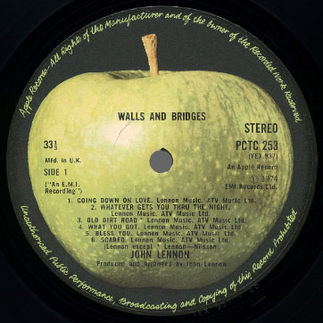 John Lennon - Walls and Bridges (Apple PCTC 253) − label, side 1
